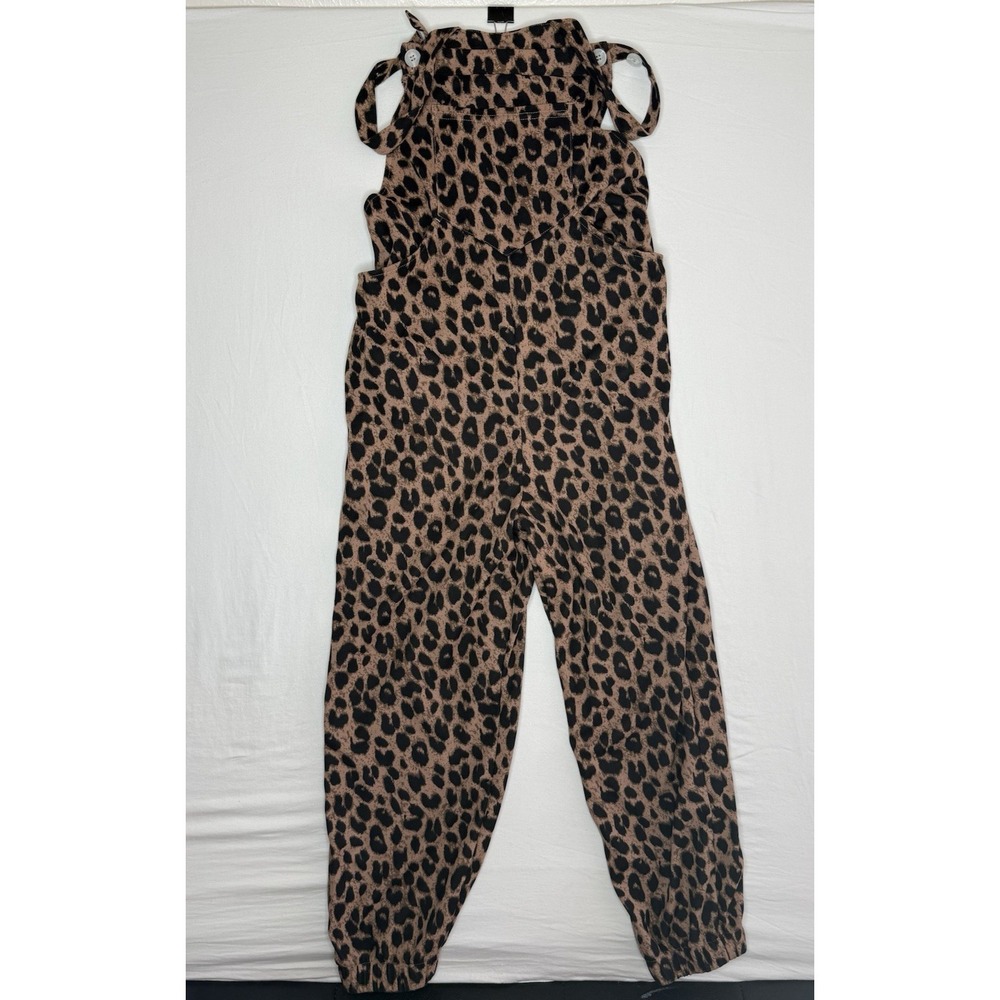 Halara Adjustable Straps Leopard Print Waffle Casual Jogger Overalls Women's M